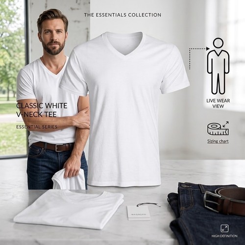 Men neck shirt plain white - plain,